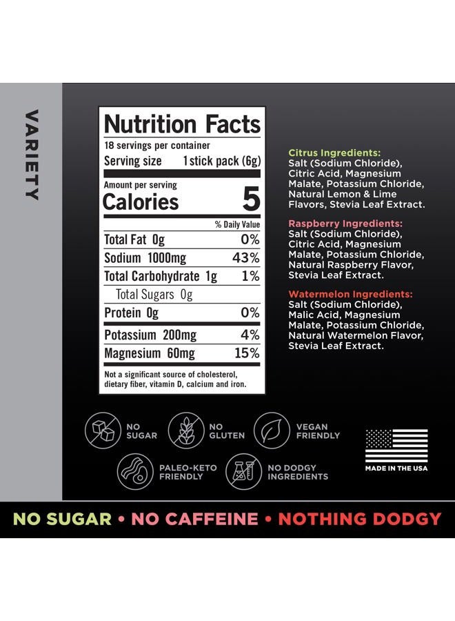 Lmnt Zero Sugar Electrolytes - Variety Pack Bundle | Drink Mix | 18-Count